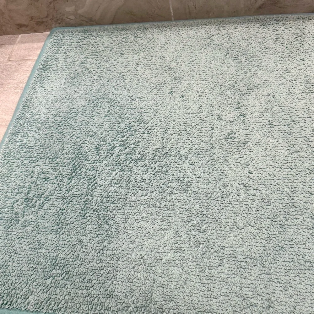 Set of 2 Teal and White Striped Bath Mat Non slip